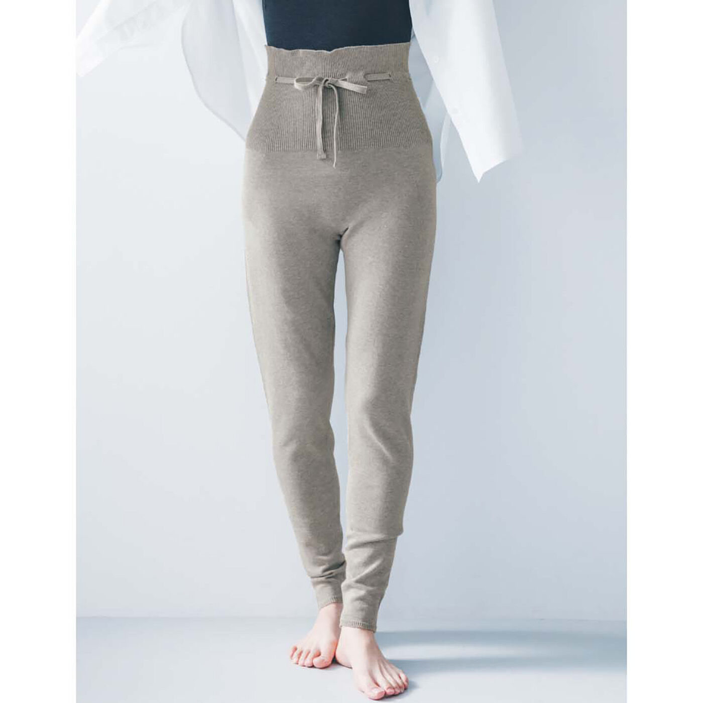 新品【EMILY WEEK】ウールリブ10分丈レギンス beige
