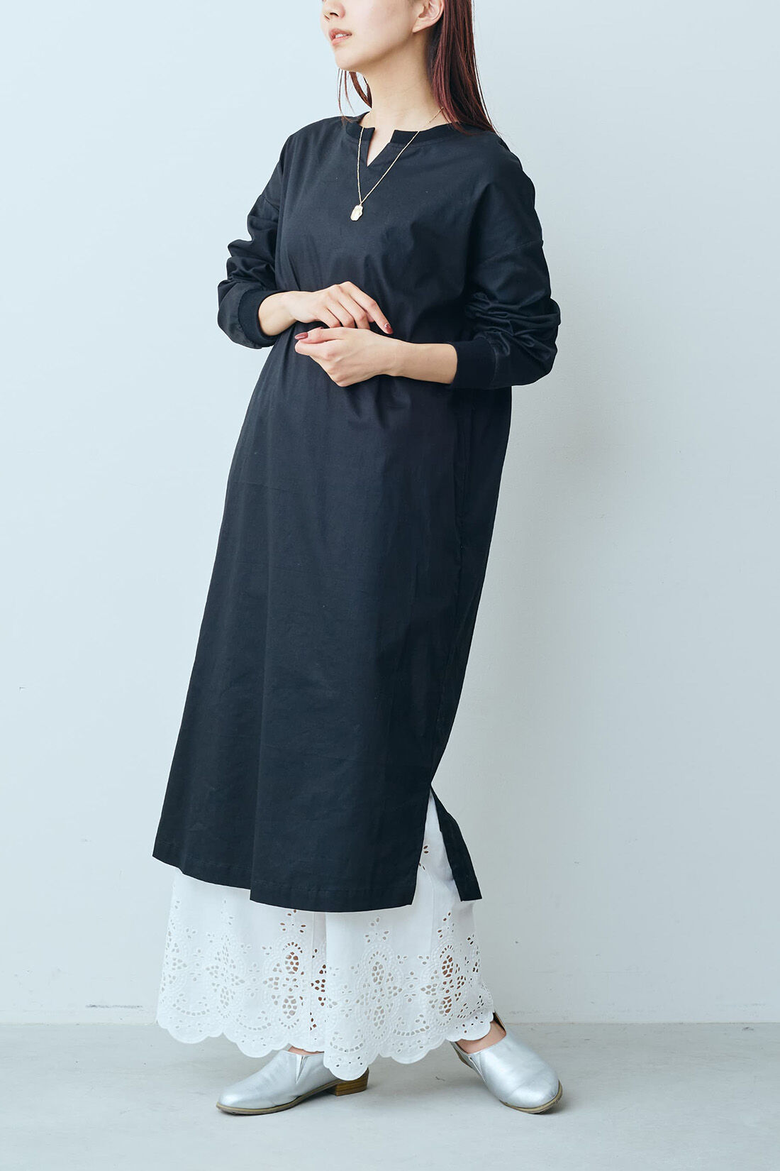 Live in comfort［リブインコンフォート］|リブ イン コンフォート　Ｌｉｖｅ　Ｌｏｖｅ　Ｃｏｔｔｏｎ？プロジェクト　かぶるだけ！簡単スッキリカジュアルワンピース〈ブラック〉