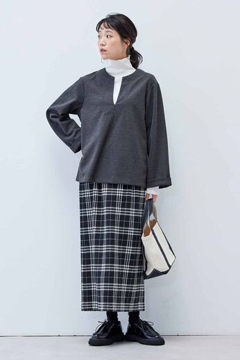 Live in comfort［リブインコンフォート］ | 微起毛 上品 カフタン トップス チャコールグレー