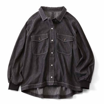 Live in  comfort | はおれる 軽やか コットン シャツ ジャケット ブラック デニム 黒