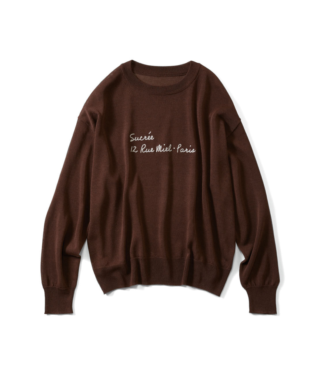 Live in  comfort|リブ イン コンフォート　さらりとした素材で上品に着られる大人ロゴニットトップス〈チョコレートブラウン〉|チョコレートブラウン