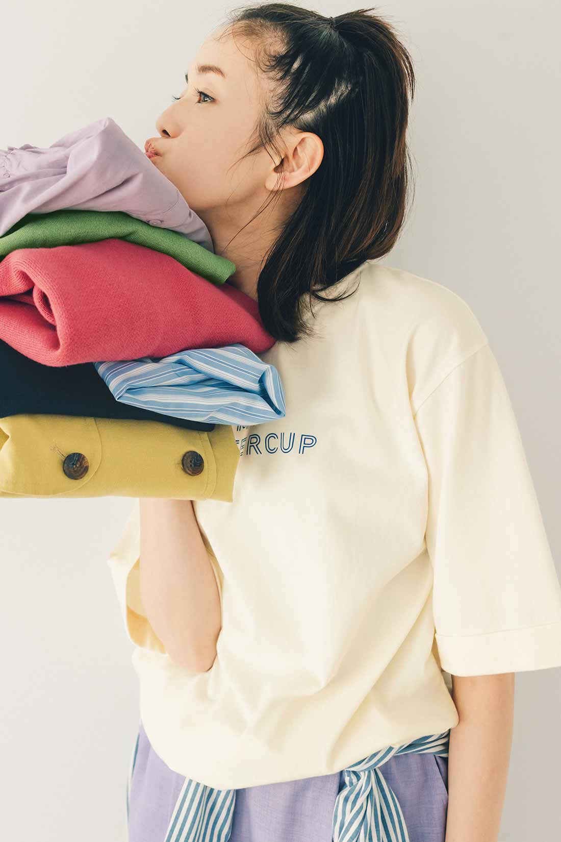 Live in  comfort|リブ イン コンフォート×500色の色えんぴつコラボ トルコオーガニックコットン五分袖Tシャツ【まとめ買いキャンペーン】