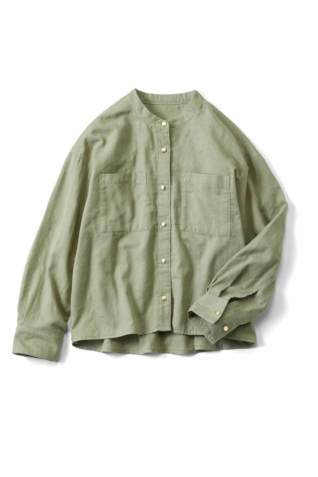 Live in comfort［リブインコンフォート］|リブ イン コンフォート ダブルガーゼを軽やかにはおる やわらかなコットンシャツの会|グリーン
