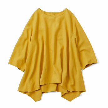 Live in  comfort | はまじ ヘムライン 麻 混 トップス マスタード 黄色