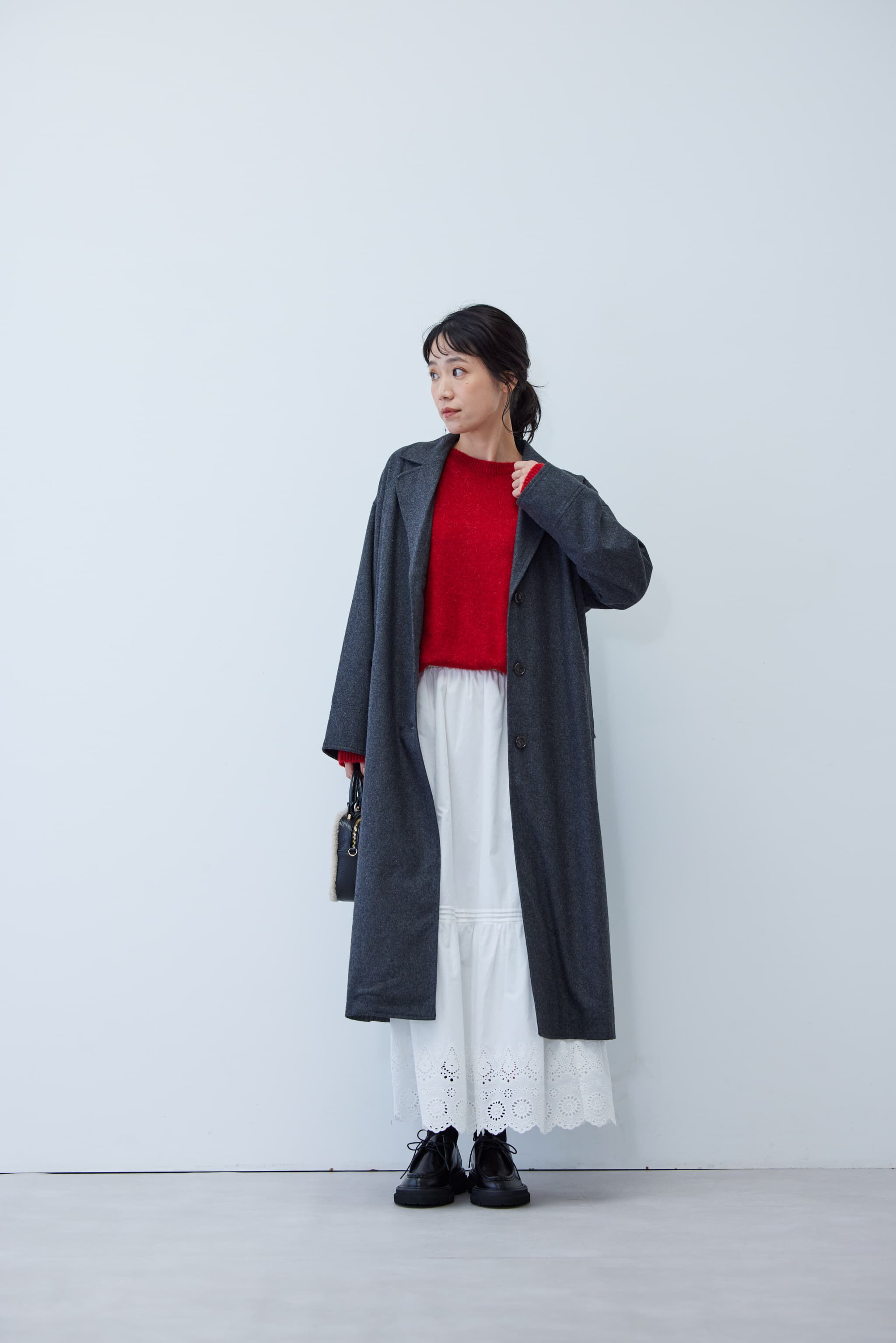 Live in comfort［リブインコンフォート］|リブ　イン　コンフォート　長く愛せる　ウール混素材の上品ロングコート〈チャコールグレー〉