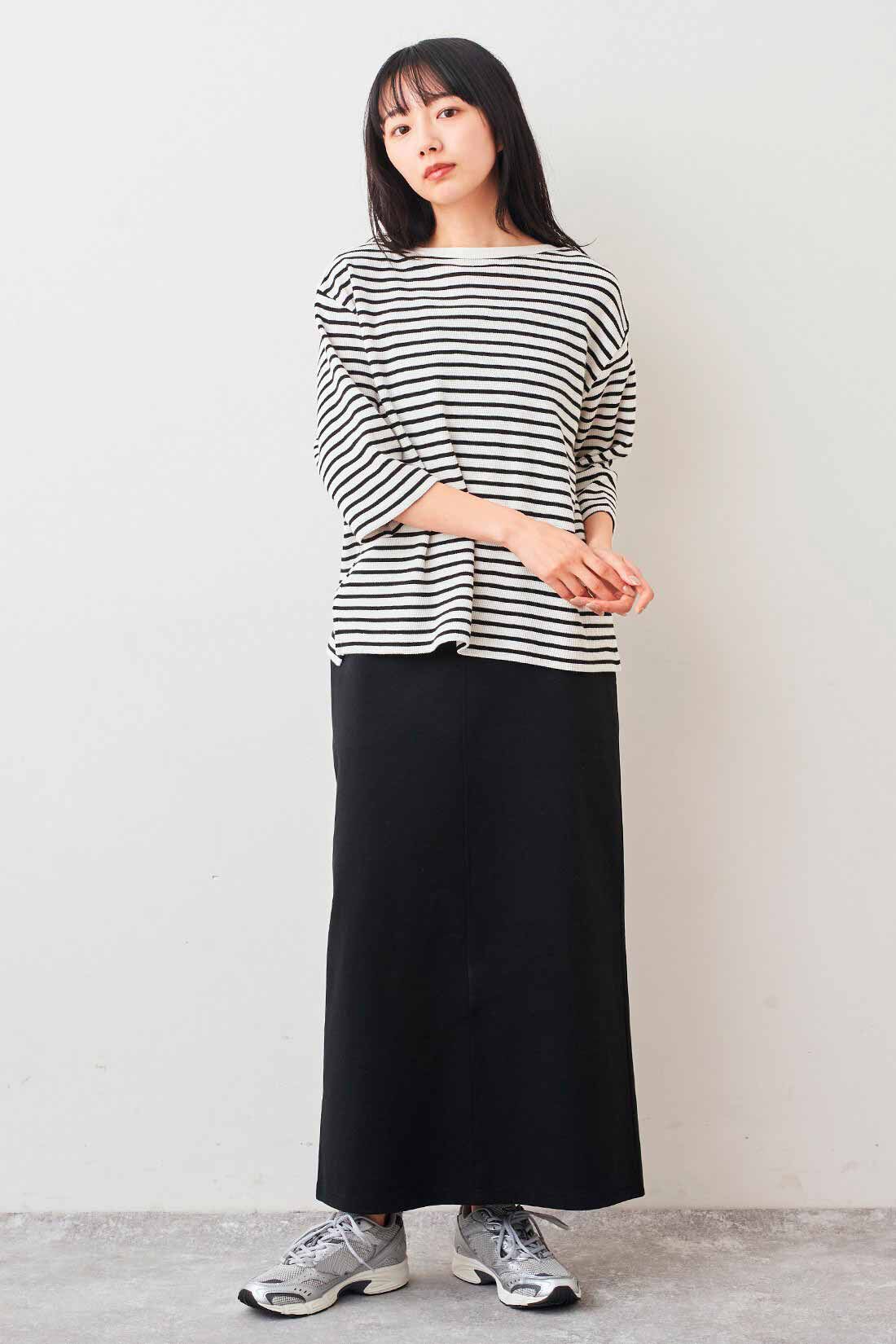 Live in  comfort|リブ イン コンフォート Live love cotton（R）プロジェクト 肌心地やわらかな 大人ボーダーワッフルトップスの会