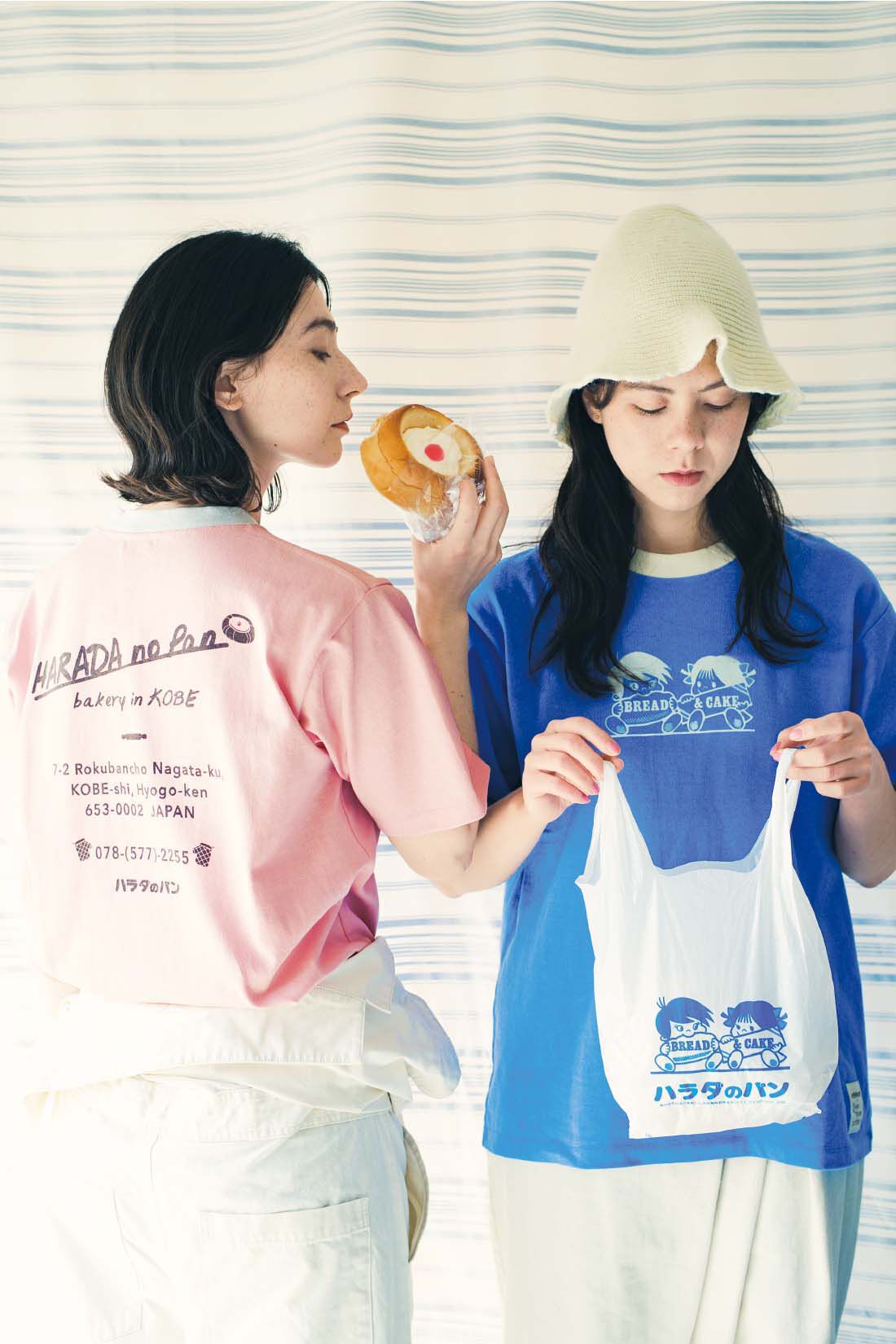 Live in  comfort|Live love cottonプロジェクト リブ イン コンフォート神戸のベーカリーハラダのパンさんとつくったオーガニックコットンのレトロかわいいTシャツ〈ベビーピンク〉