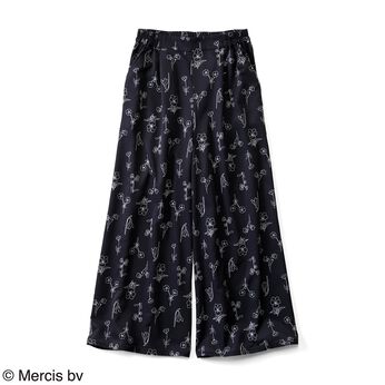 Live in  comfort | 大人っぽくはける ディック・ブルーナ モノトーン 花柄 ガウチョ パンツ,黒