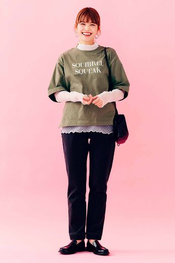 Live in comfort［リブインコンフォート］ | ５００色の色えんぴつ トルコオーガニックコットン 五分袖 Ｔシャツ カーキ