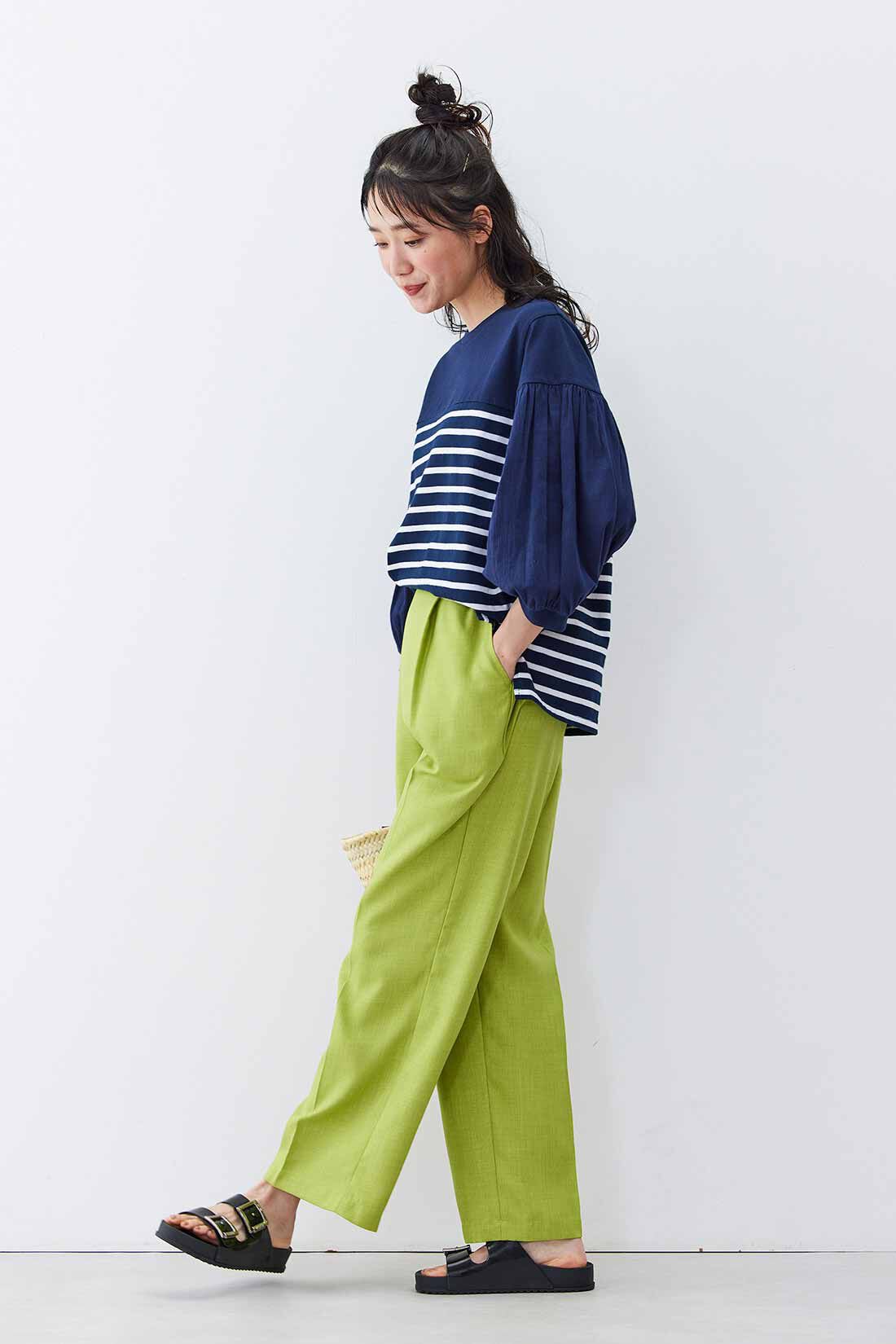 Live in comfort［リブインコンフォート］|Live love cotton（R）プロジェクト　リブ イン コンフォート　一枚でサマになる袖布はく ボーダートップス〈ネイビー×ホワイト〉