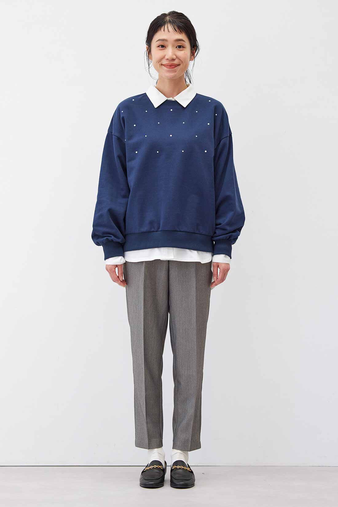 Live in  comfort|リブ イン コンフォート　オンでもオフでも週7活躍！ きれいだねパンツ〈テーパード〉〈グレーヘリンボーン〉