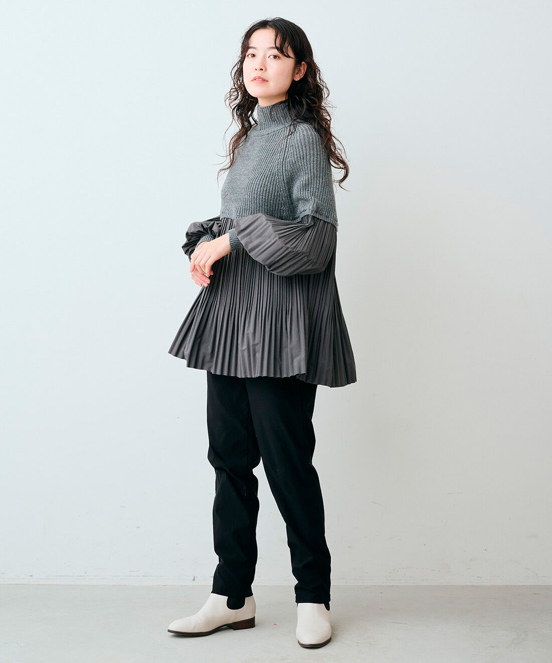 Live in comfort［リブインコンフォート］|リブ イン コンフォート まるではいてないみたい!? ふんわり裏微起毛になった スーパー伸び軽テーパードパンツの会|モデル身長：163cm　着用サイズ：MT