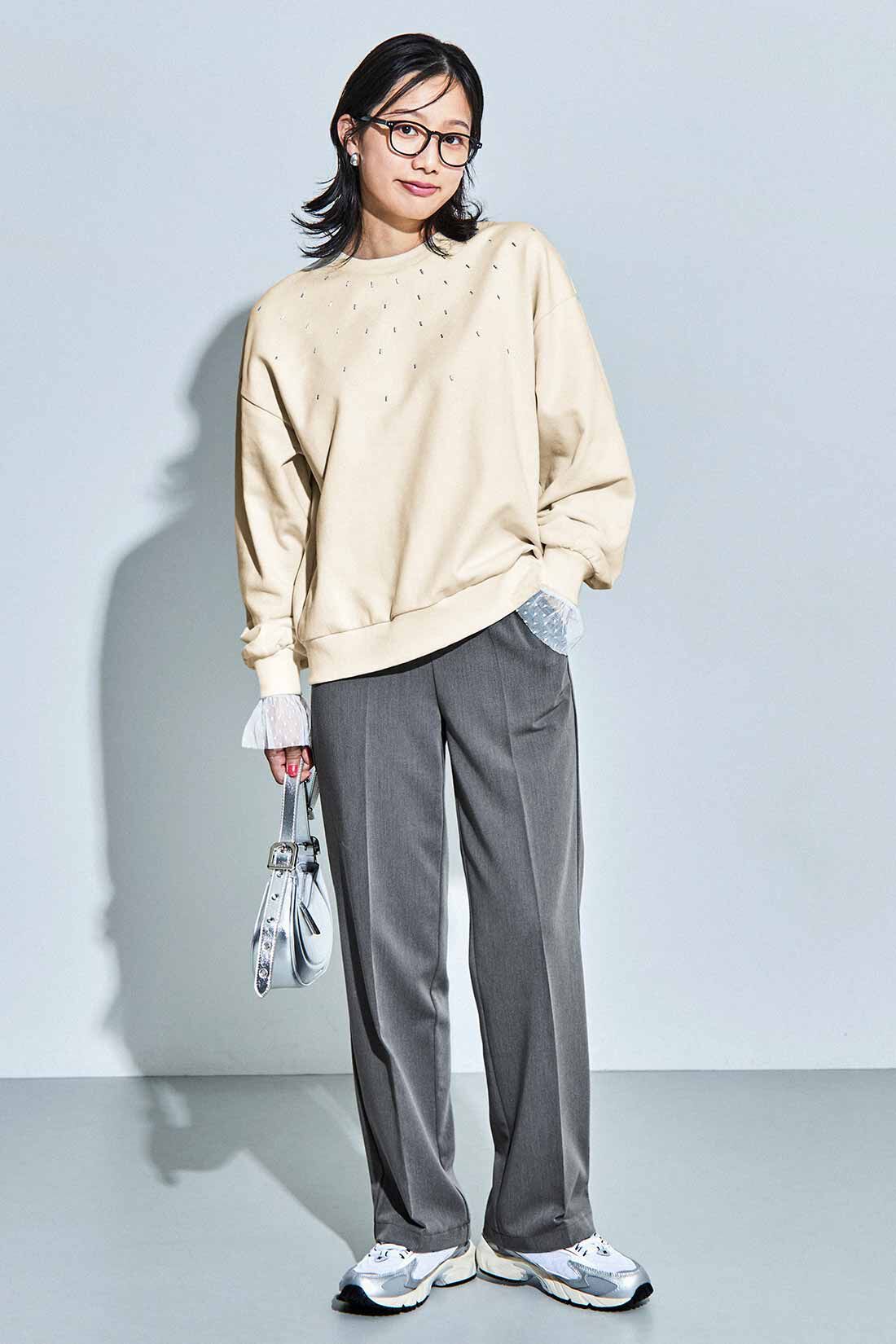 Live in comfort［リブインコンフォート］|リブ イン コンフォート いつものコーデにちょい足し！ サッとはめて即華やかなドットチュール付きリブカフスの会