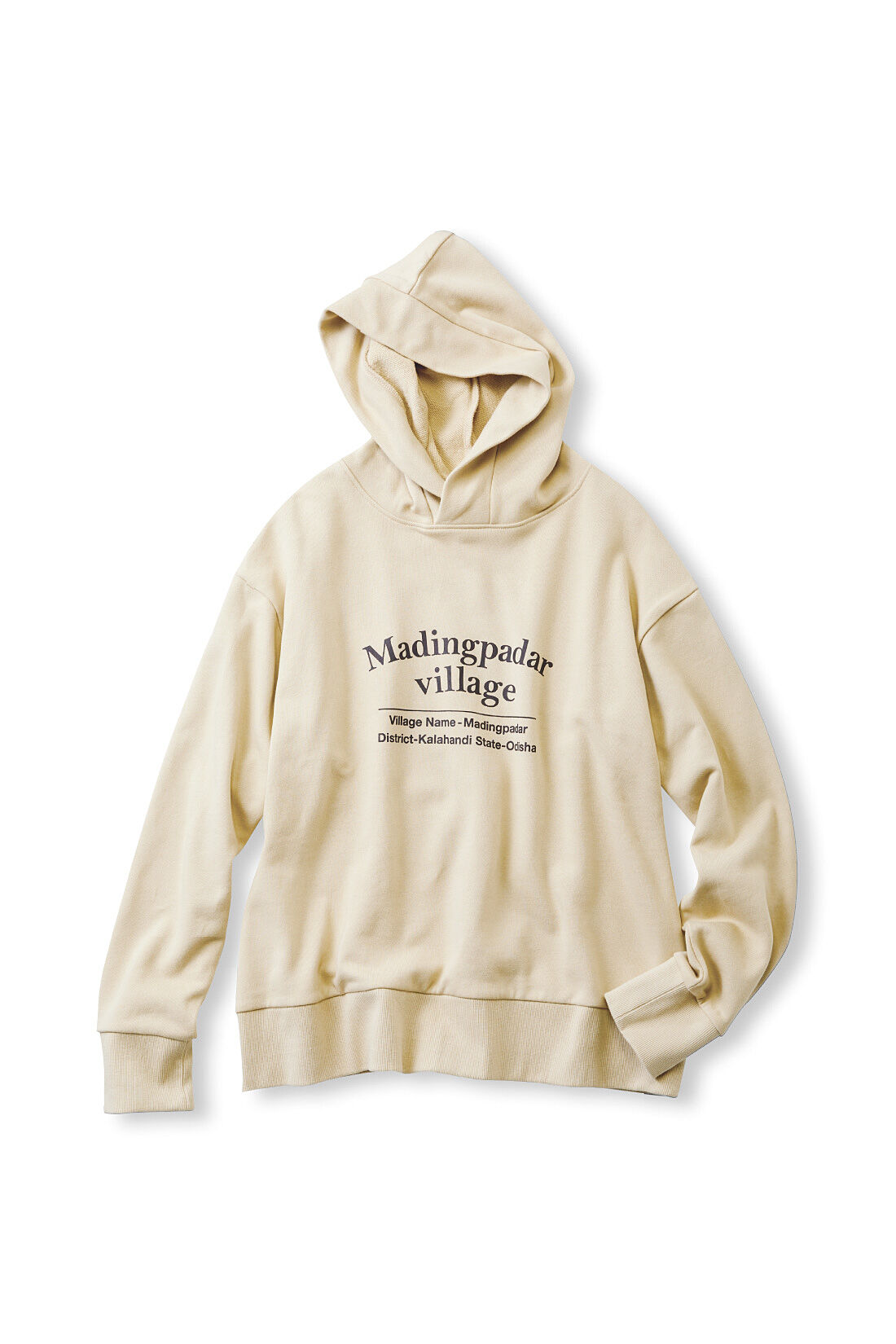 Live in comfort［リブインコンフォート］|Live love cotton（R）プロジェクト　リブ イン コンフォート　上品カジュアルをつくる　ヴィレッジロゴフーディー〈ベージュ〉