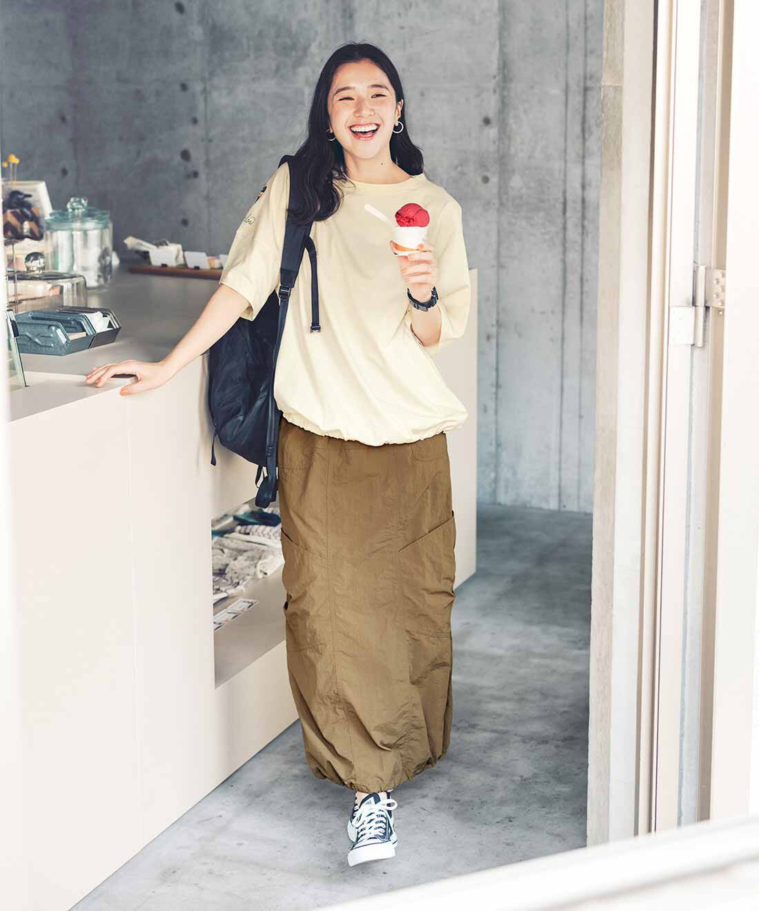 Live in  comfort|リブ イン コンフォート 撥水（はっすい）機能がうれしい ワークテイストのパラシュートスカート