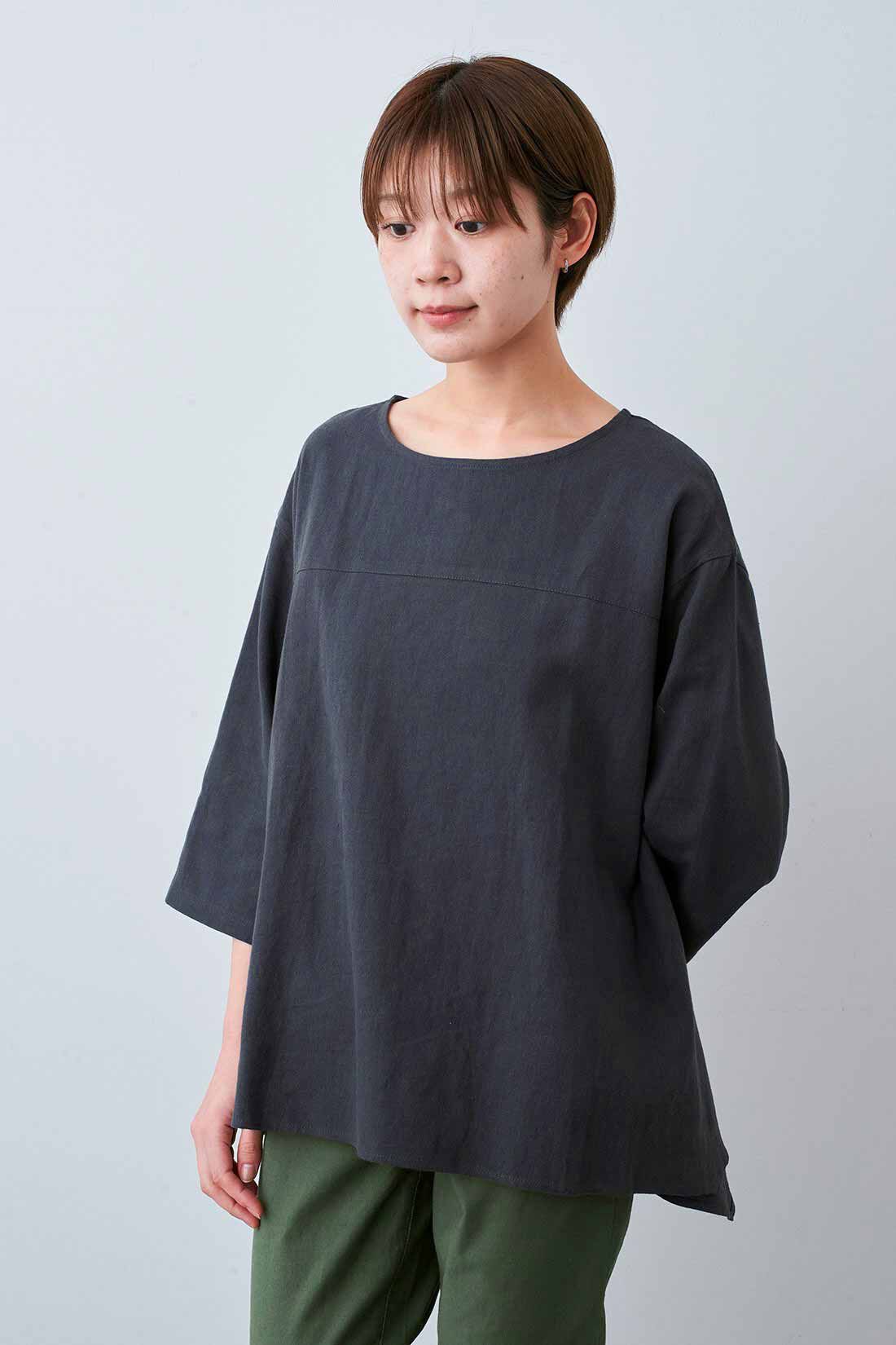 Live in  comfort|リブ イン コンフォート はまじとコラボ 揺れるヘムラインを楽しむ麻混トップス【まとめ買いキャンペーン】
