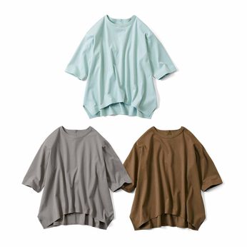 Live in  comfort | コットン100％ 汗じみ軽減 ふんわり カットソー トップス 会