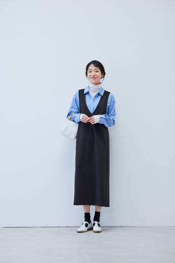 Live in comfort［リブインコンフォート］ | ぐい伸びジャンパースカート〈ＢＫ〉リブイン