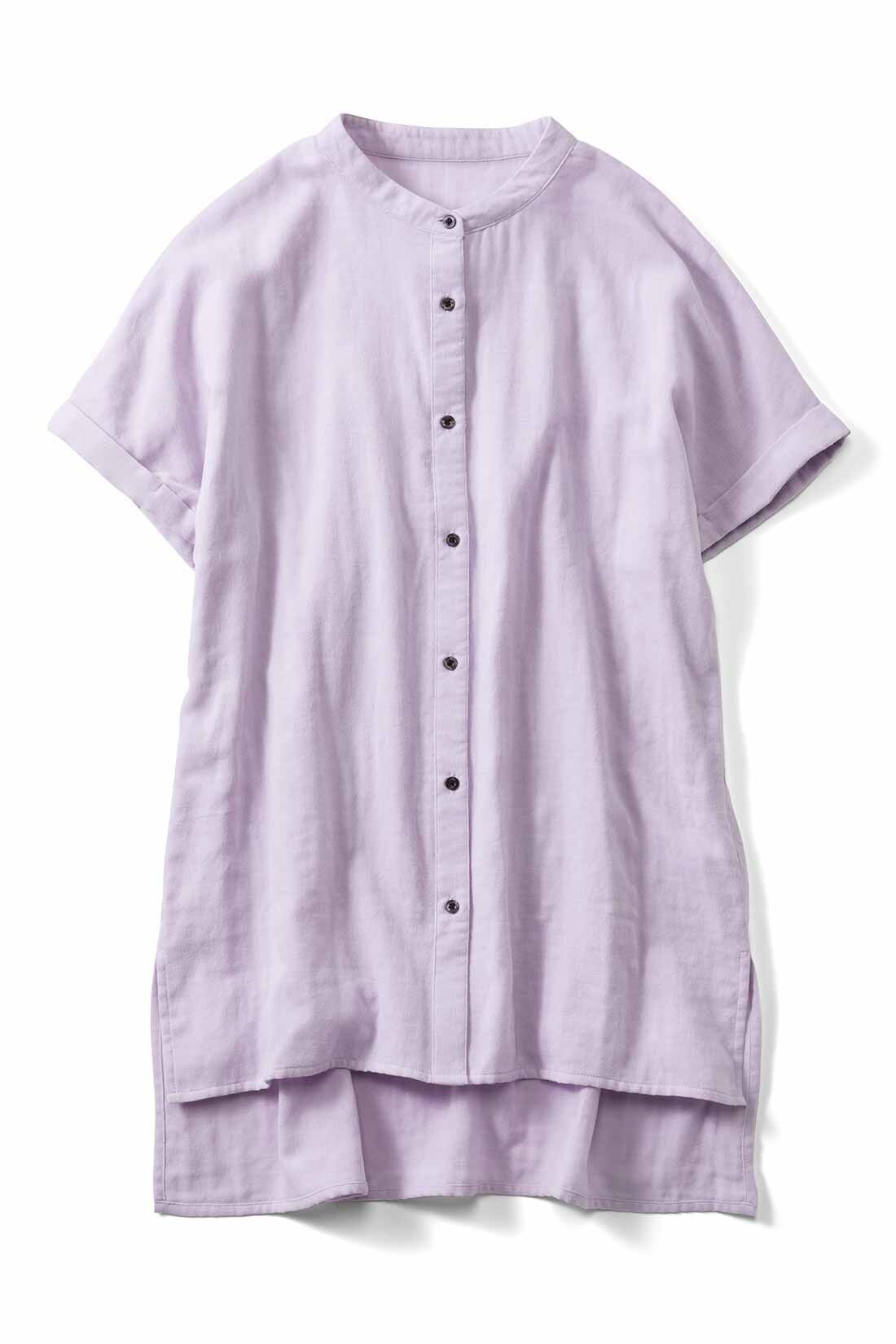 Live in comfort［リブインコンフォート］|リブ イン コンフォート ふんわり軽やかダブルガーゼ 上品フレンチブラウス〈ライトパープル〉