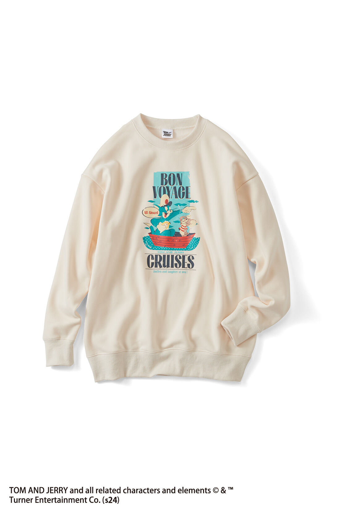 Live in  comfort|リブ イン コンフォート TOM and JERRY ヴィンテージ風プリントの裏シャギースウェットトップスの会|〈アイボリー〉