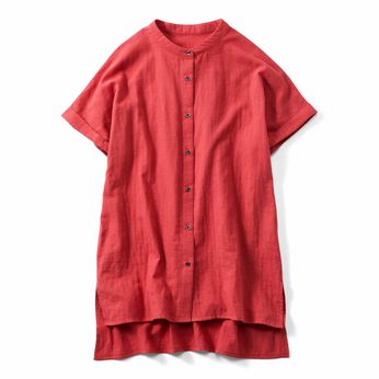 Live in comfort［リブインコンフォート］ | ダブルガーゼ フレンチ ブラウス 〈レッド〉