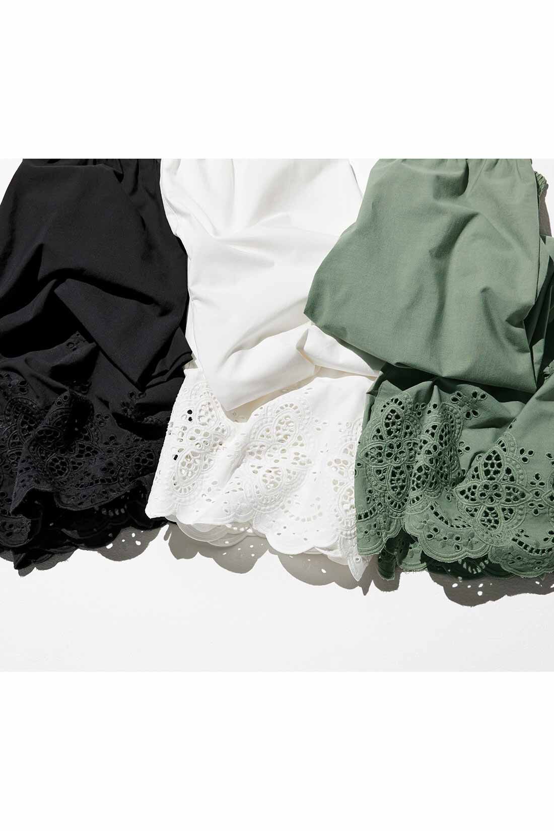 Live in  comfort|リブ イン コンフォート　はまじとコラボ 足もとが華やぐ 豪華なレースガウチョパンツ〈ホワイト〉