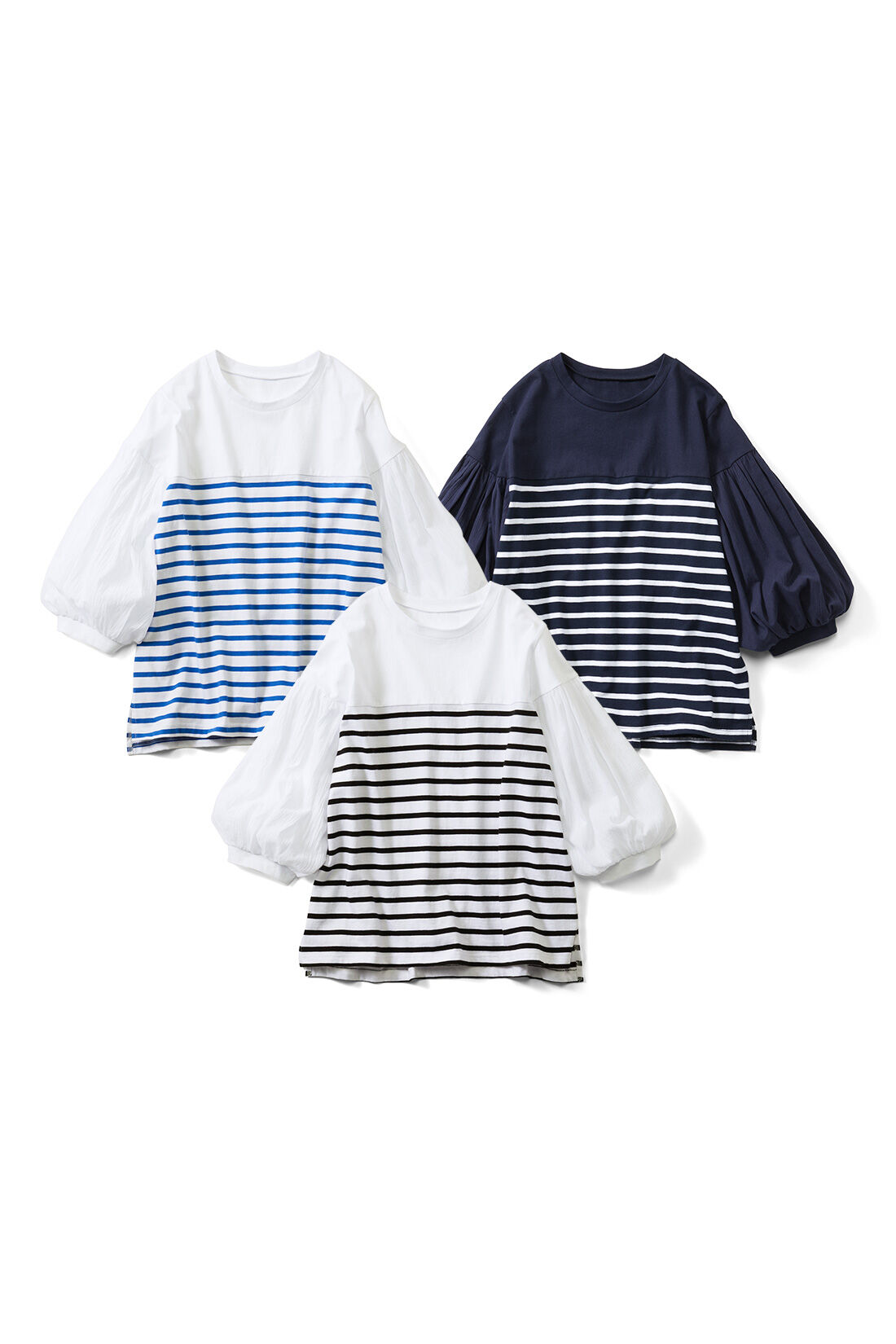 Live in comfort［リブインコンフォート］|Live love cotton（R）プロジェクト リブ イン コンフォート 一枚でサマになる袖布はく ボーダートップス〈ホワイト×ブラック〉|中央：ホワイト×ブラック