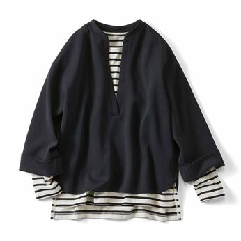 Live in  comfort | 深Ｖネックプルオーバー＆ボーダー〈ＢＫ〉リブイン