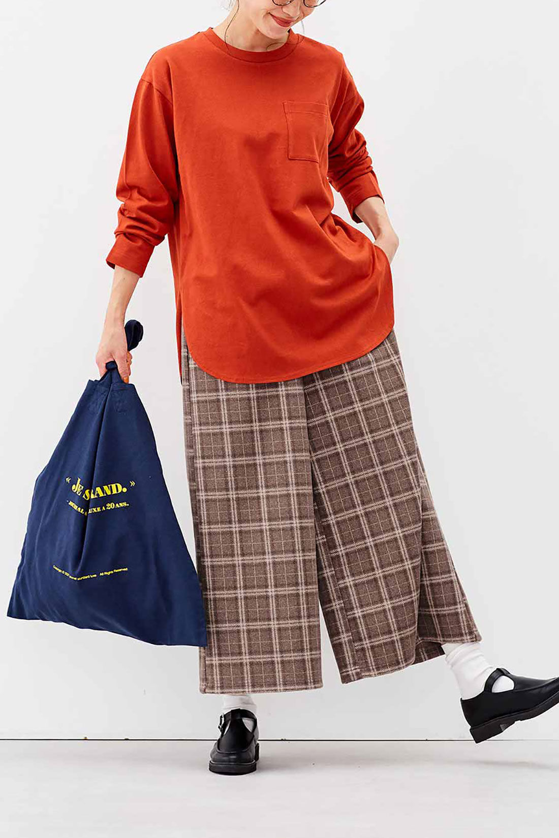 リブ イン コンフォート きちんと見せもらくちんもおまかせ 上品チェックのジャカードカットソーガウチョパンツ〈ベージュ〉｜キャンペーン｜レディースファッション・洋服の通販｜Live  in comfort