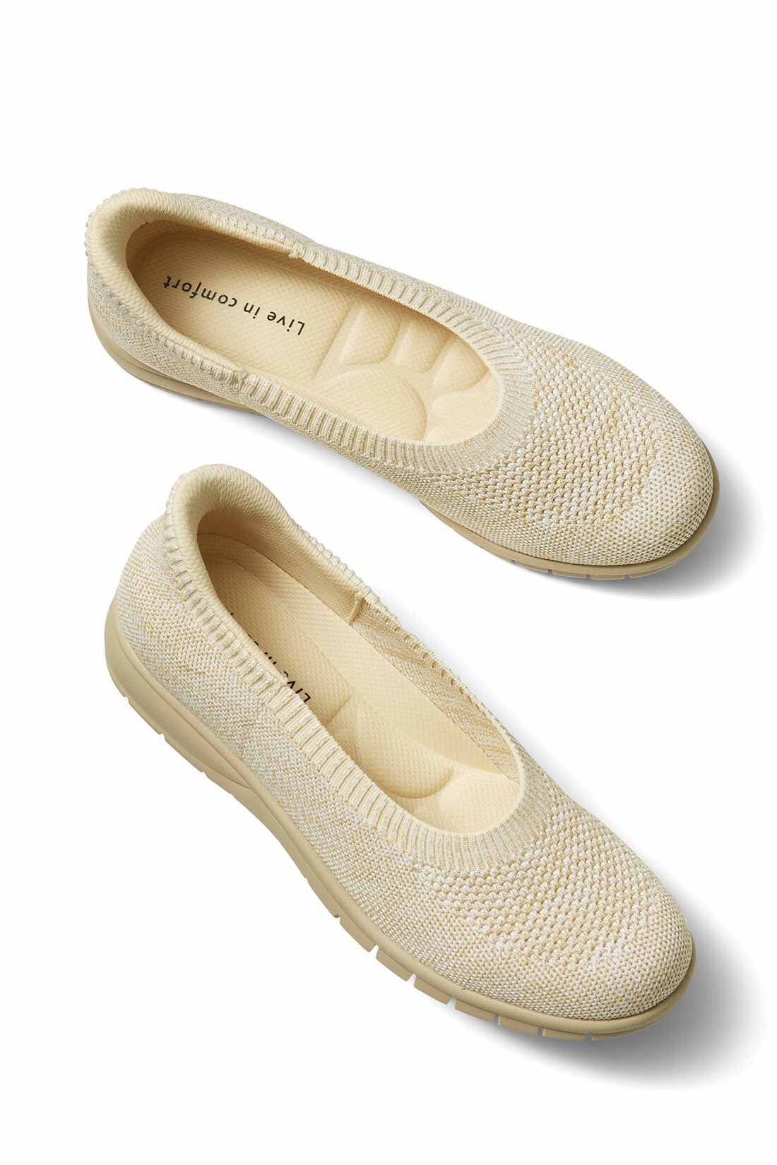 Live in  comfort|リブ イン コンフォート 1秒でするんと履けて歩きやすい ニットスニーカーパンプス|〈ベージュ〉