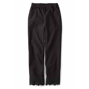 Live in  comfort | 足もと華やぐ伸び軽すそレースパンツ　リブイン