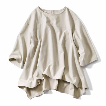 Live in  comfort | はまじ ヘムライン 麻 混 トップス サンドベージュ グレー