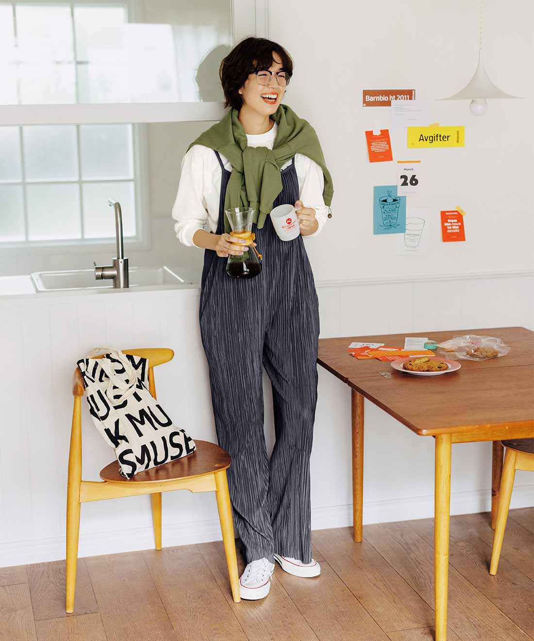 Live in  comfort|リブ イン コンフォート 驚くほどの伸びやかさでとってもらくちんなプリーツ素材のオールインワン
