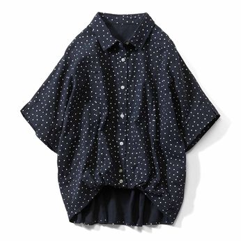 Live in  comfort | ふんわり ダブルガーゼ ナチュラル シャツ ドット