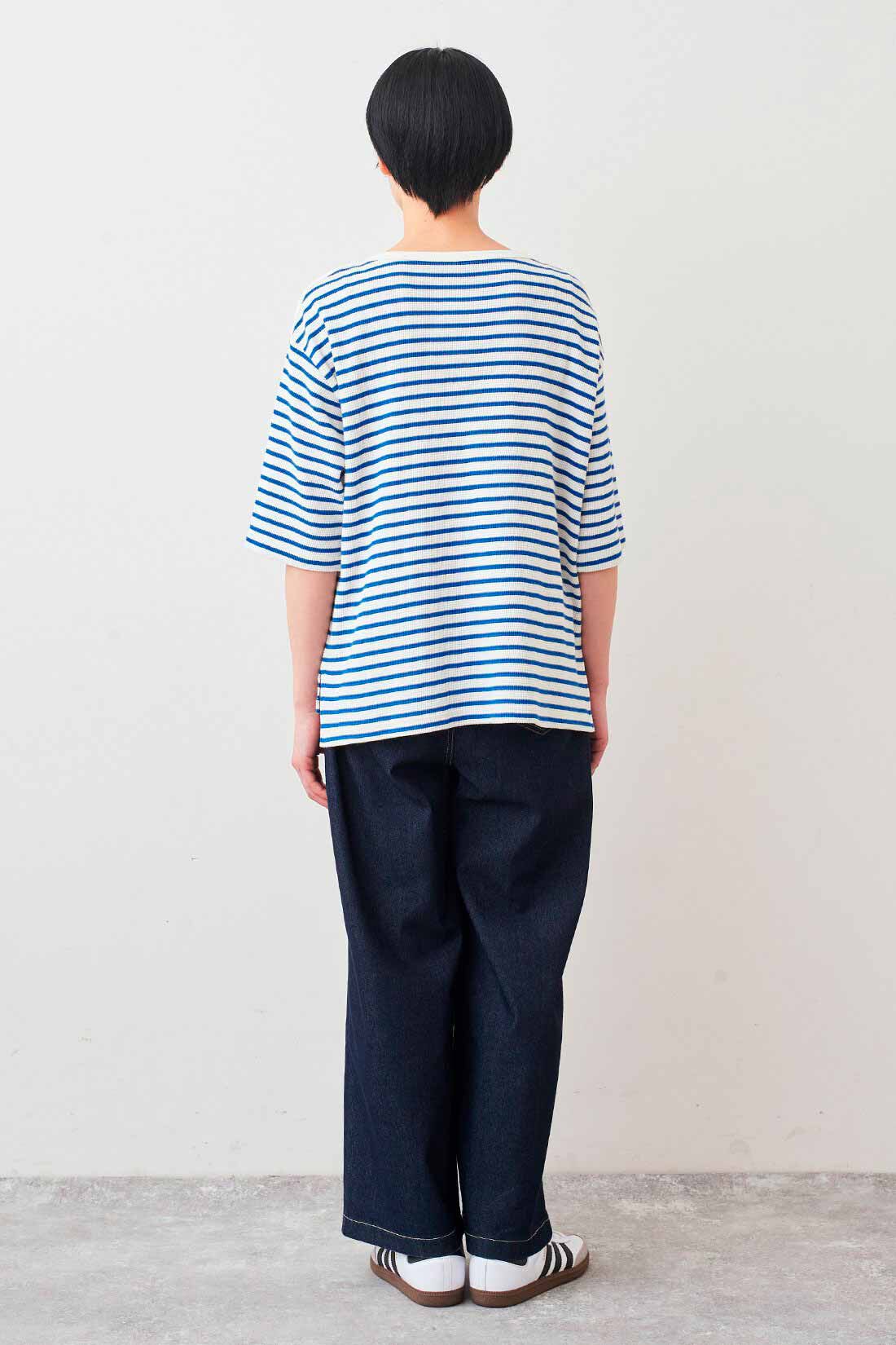 Live in  comfort|リブ イン コンフォート Live love cotton（R）プロジェクト 肌心地やわらかな 大人ボーダーワッフルトップスの会