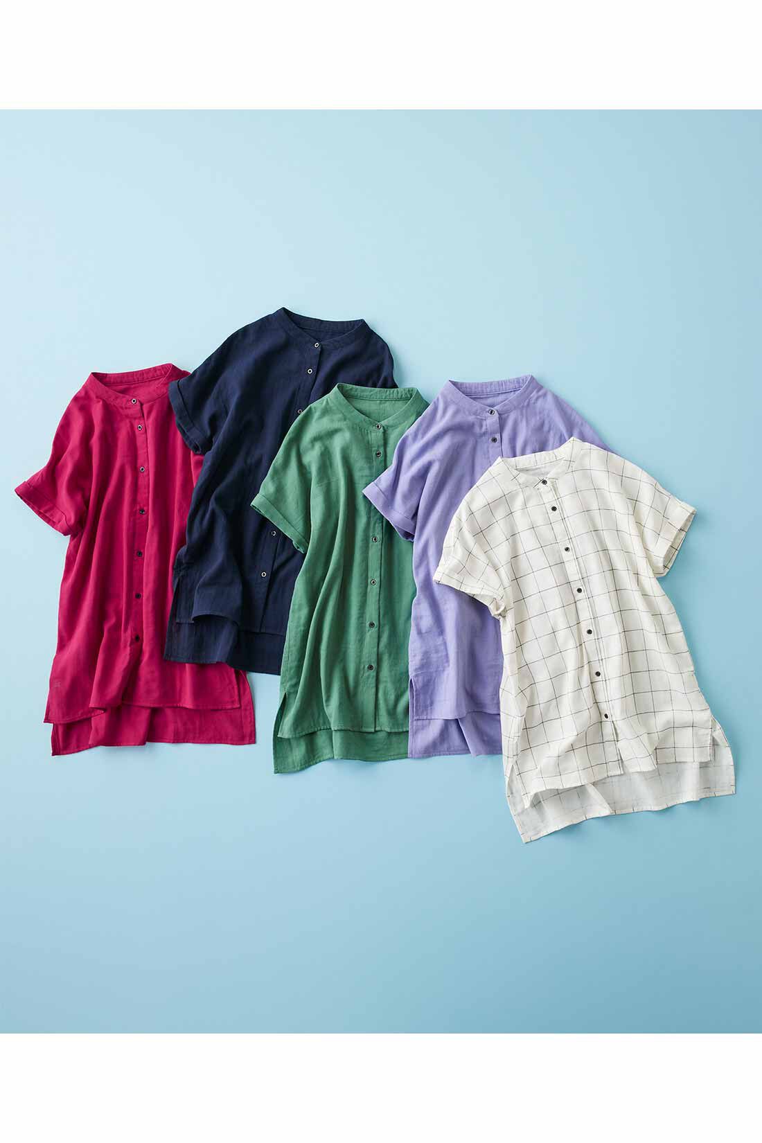 Live in  comfort|リブ イン コンフォート ふんわり軽やかダブルガーゼ 上品フレンチブラウス〈チャコールブラウン〉