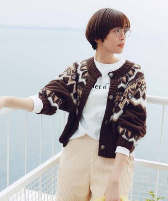 Live in comfort［リブインコンフォート］ | 石上さん北欧柄ニットカーディガン〈ＢＲ〉リブ