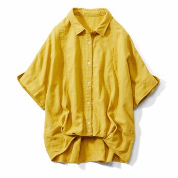 Live in  comfort | ふんわり ダブルガーゼ ナチュラル シャツ マスタード 黄色