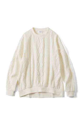 Live in  comfort | 柄編み コットン トップス ニット〈オフホワイト〉