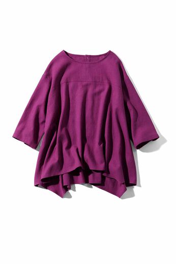 Live in  comfort | はまじ ヘムライン 麻 混 トップス マゼンダ 紫