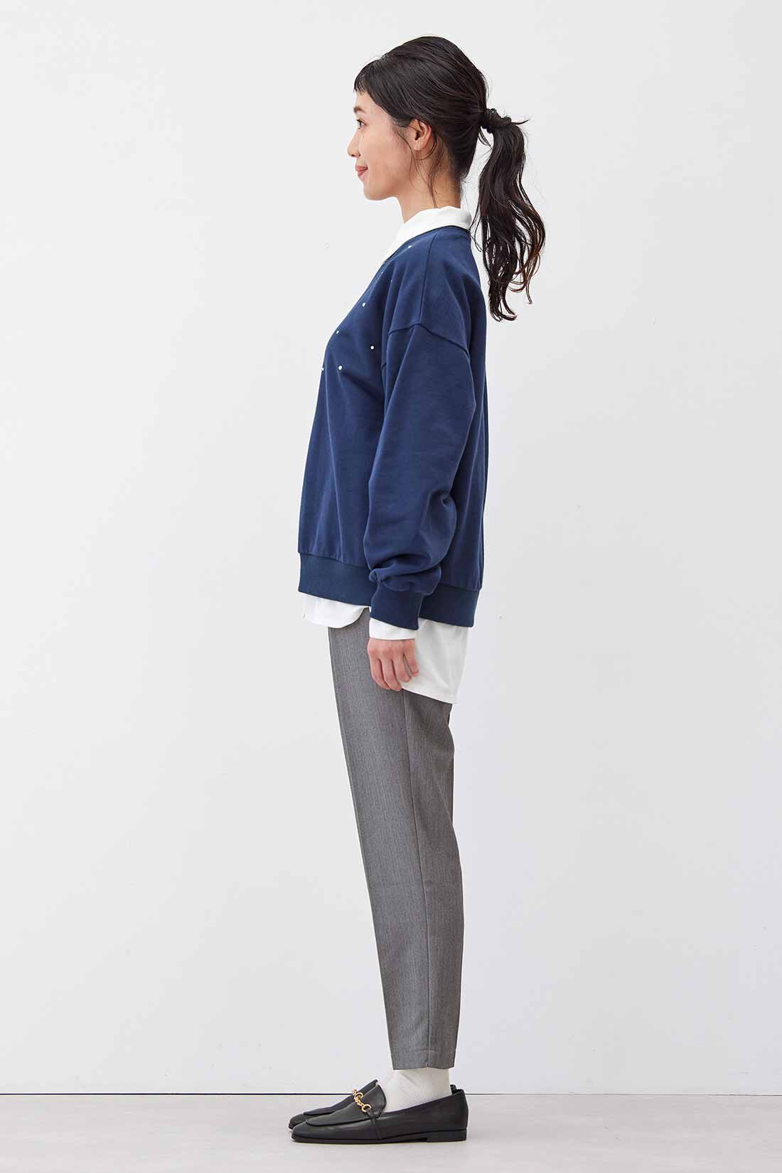 Live in  comfort|リブ イン コンフォート　オンでもオフでも週7活躍！ きれいだねパンツ〈テーパード〉〈グレーヘリンボーン〉