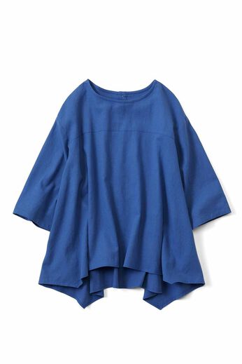 Live in  comfort | はまじ ヘムライン 麻 混 トップス ブルー 青