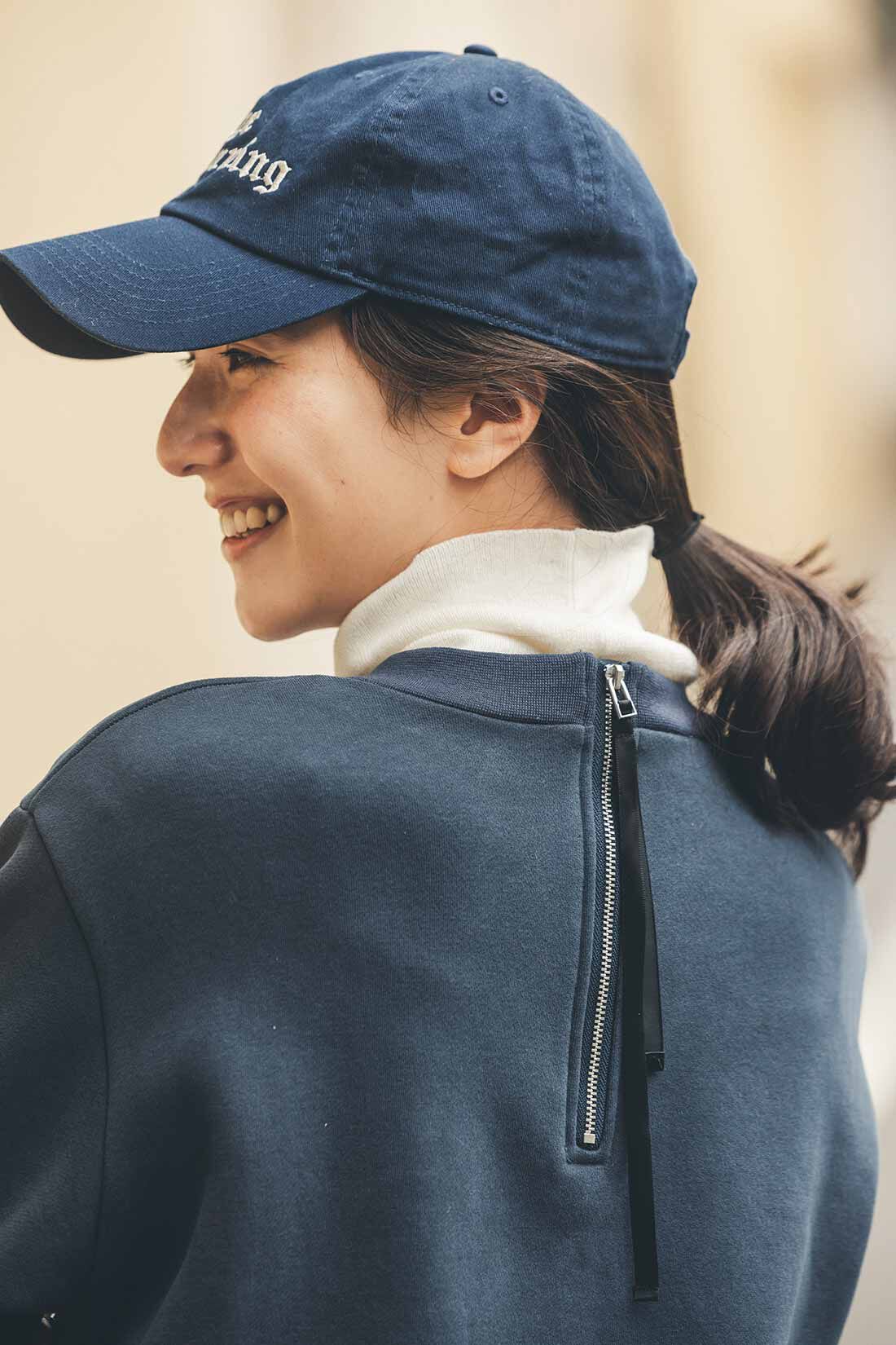 Live in  comfort|リブ イン コンフォート 異素材遣いで品のよい 裏起毛カットソーワンピース
