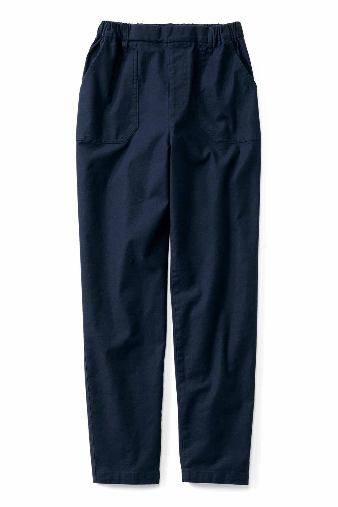 Live in comfort［リブインコンフォート］|リブ イン コンフォート　さらっと素肌に心地いい らくちんなのに大人にこなれ見え 伸び麻ゆるっとパンツ〈ネイビー〉