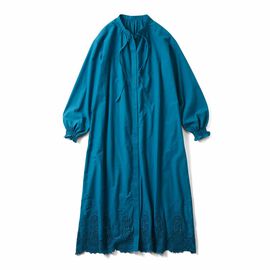 Live in  comfort | 繊細 レース コットン ワンピース ターコイズブルー 青 ブルー