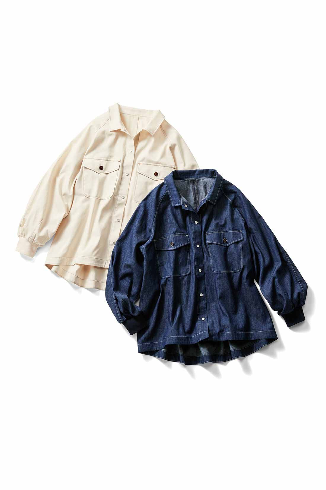 Live in comfort［リブインコンフォート］|リブ イン コンフォート ばさっとはおれる 軽やかコットンシャツジャケット〈デニム〉