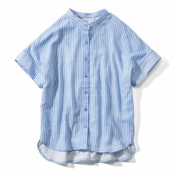 Live in  comfort | オーガニックコットン100％ダブルガーゼ素材の半袖シャツ〈ストライプ〉