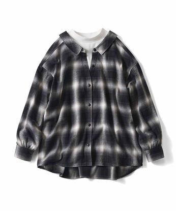 Live in comfort［リブインコンフォート］ | 衿ぬきシャツドッキング〈ＢＫ〉リブイン