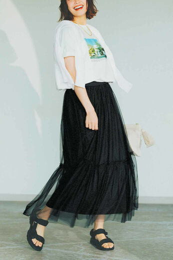 Live in  comfort | チュールティアードスカート〈ＢＫ〉リブイン