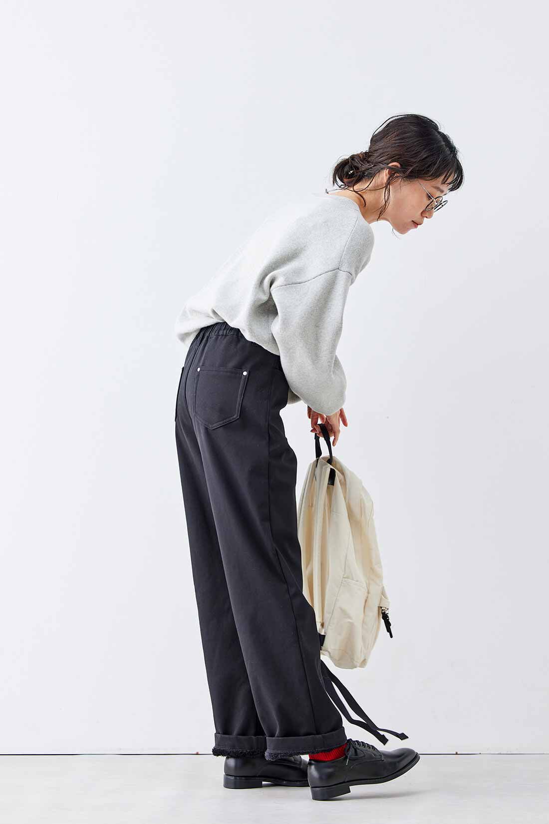 Live in  comfort|リブ イン コンフォート ぬくぬくでしあわせ ゆったりはける裏ボアワイドパンツ【まとめ買いキャンペーン】